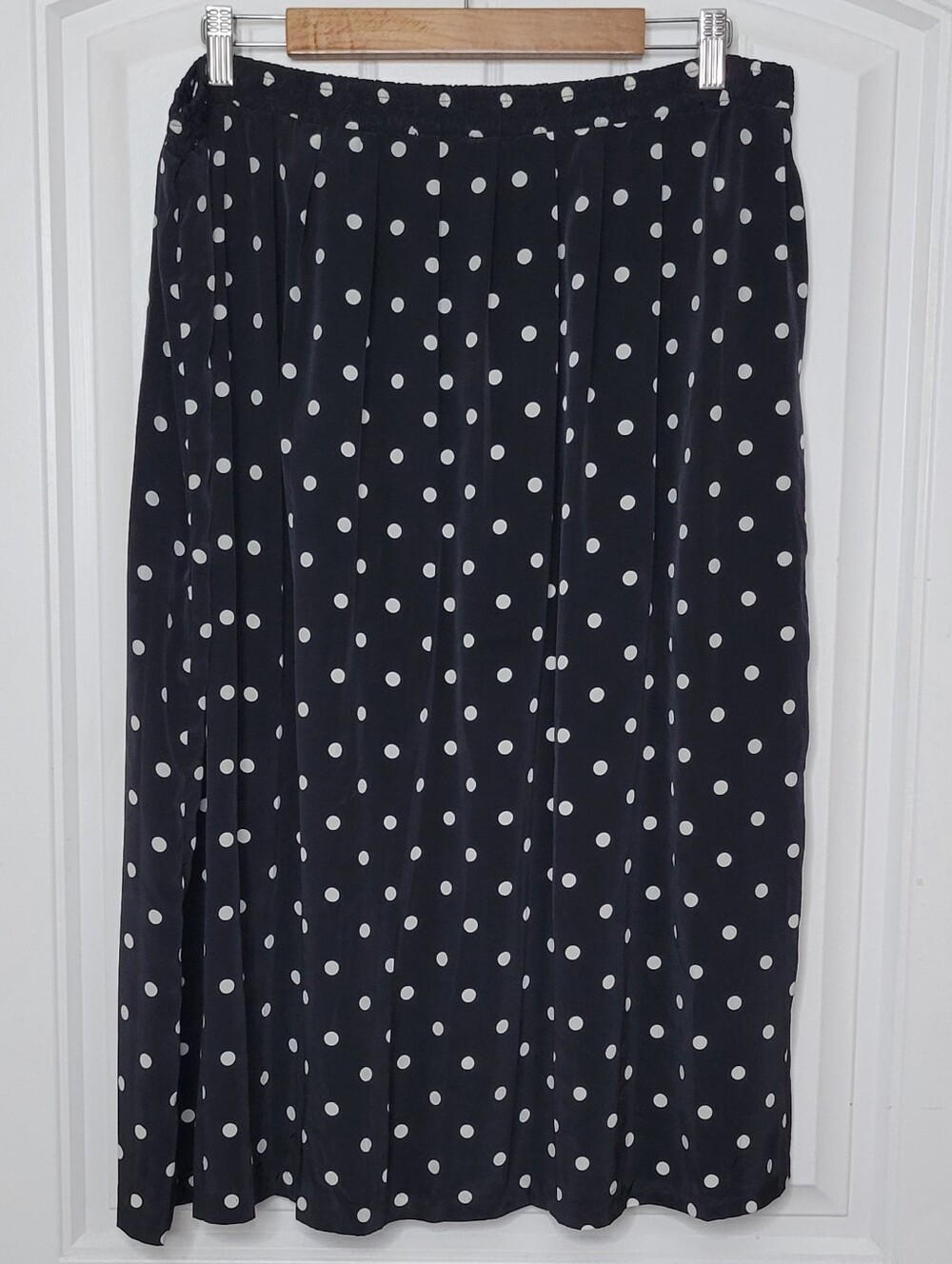 Alfred Dunner Black and White Polka Dot Midi Skirt